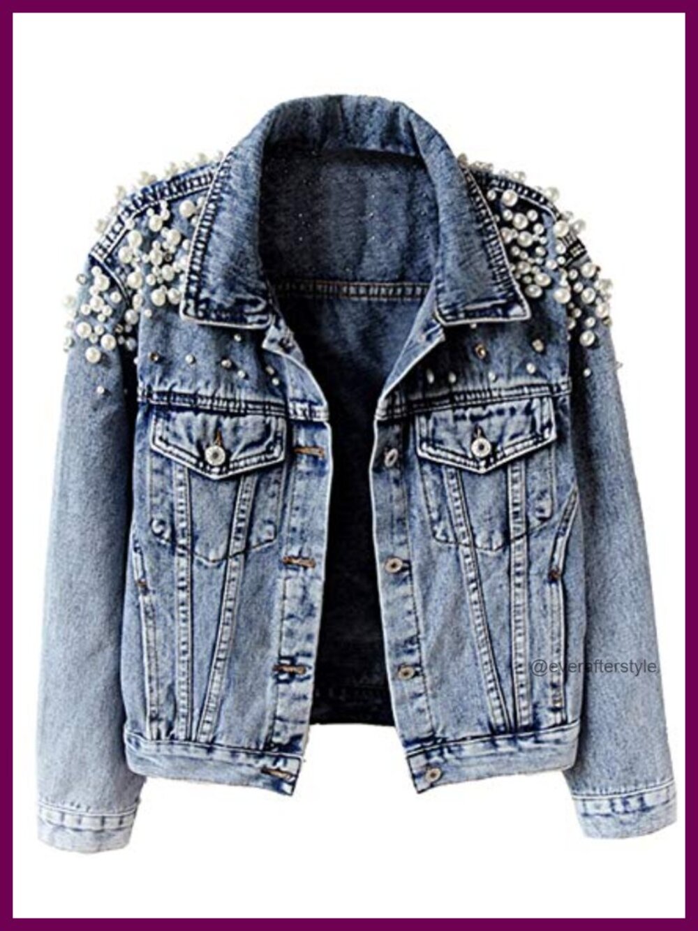 Pearl Beaded Denim Jacket for Women Embroidered Rivet Short Coat